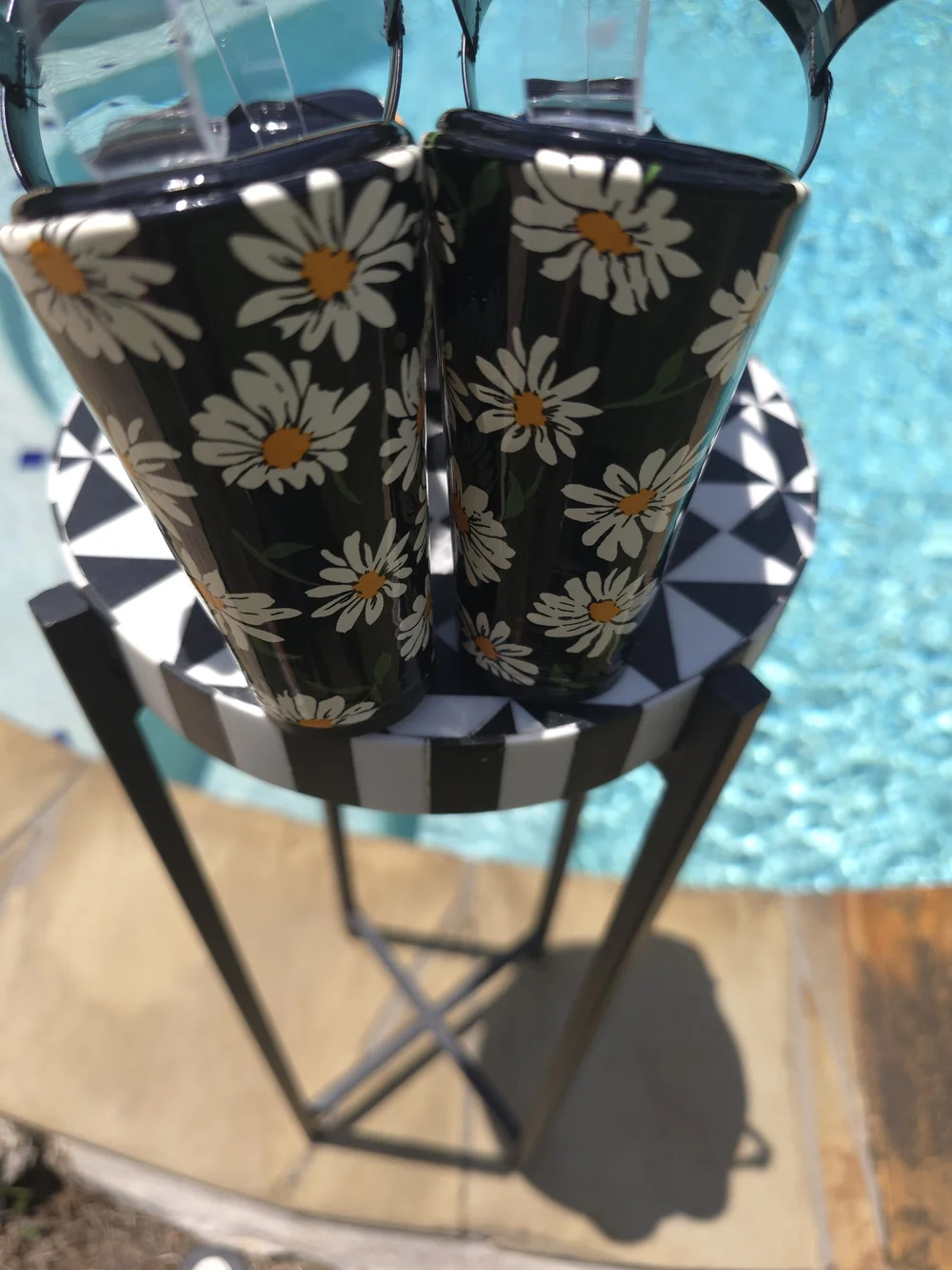 Betsey Johnson Black Patent Daisy Platform Wedge Sandals